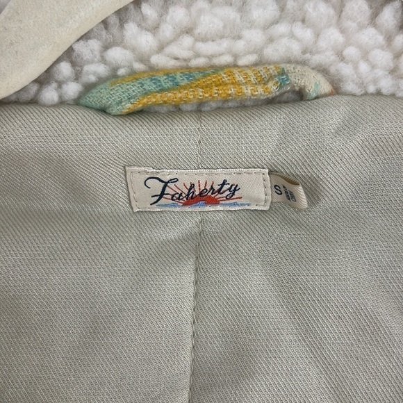 FAHERTY Bluegrass Faux Shearling Lined Jacket Coat in Golden Field Southwestern - Picture 7 of 9